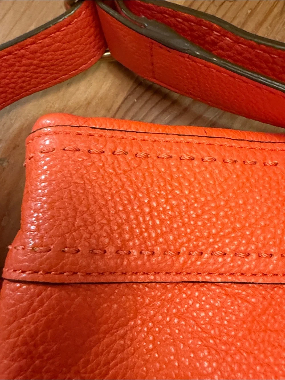 Tory Burch Orange Leather Foldover Crossbody Bag
